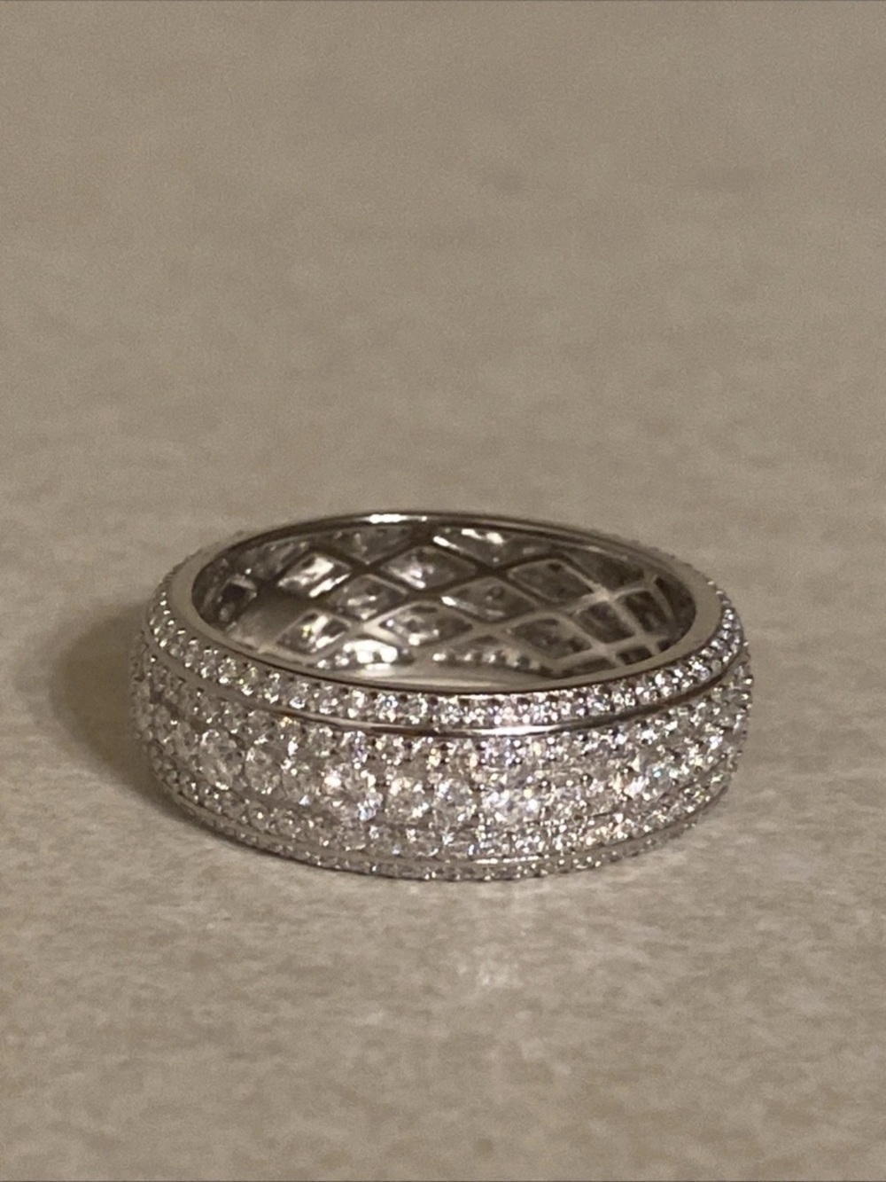 Real 925 Sterling Silver Moissanite Men's Eternity Anniversary Band Ring Size 11